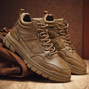 Мужские осенне-весенние кожаные ботинки на шнуровке, водонепроницаемые, коричневый