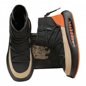 Мужские зимние ботинки на толстой подошве, черный/бежевый/оранжевый