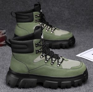 Мужские демисезонные ботинки на шнуровке, водонепроницаемые, темно-зеленый