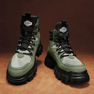 Мужские демисезонные ботинки на шнуровке, водонепроницаемые, темно-зеленый