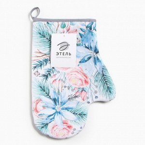 Варежка-прихватка Christmas flowers 20x27 см, саржа, 100% хлопок, ватин 250 г/м²