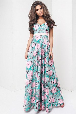 Платье в пол с цветами