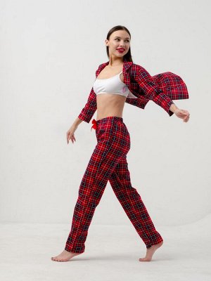 Пижама женская Красная-клетка (брюки)распродажа