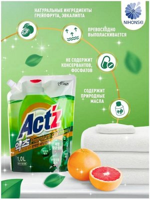 Концентрированный гель "Act’z Premium Gel" для стирки белья для машин с вертикальной и горизонтальной загрузкой (аромат эвкалипта) МУ 1 л / 8