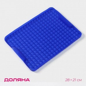 Силиконовый коврик - антижир Доляна, 28x21 см, цвет синий