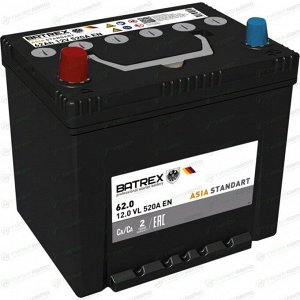 Аккумулятор Batrex Asia Standart 75D23R, 62Ач, CCA 520А, обслуживаемый, арт. 4610082700826