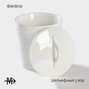 Банка для сыпучих продуктов Magistro Rodos, 600 мл, 12,5*15,4 см, фарфор, белая