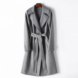 Женское шерстяное пальто с поясом