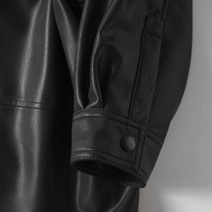 Женская кожаная куртка-рубашка с тонким поясом