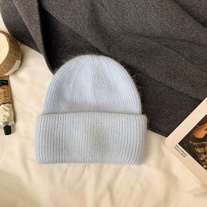 Шапка вязаная, теплая, женская, однотонная