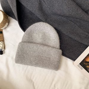 Шапка вязаная, теплая, женская, однотонная