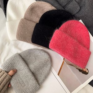 Шапка вязаная, теплая, женская, однотонная