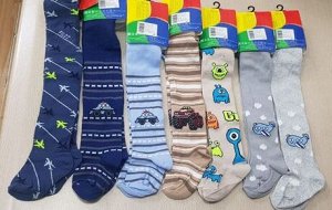Гладкие колготки для мальчиков с рисунком