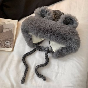 Шапка женская с ушками, теплая