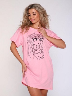 Аиша - футболка удлин. розовый