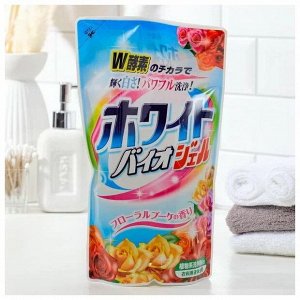 Nihon Detergent Жидкий гель для стирки с отбеливающим и смягчающим эффектом &quot;White Bio Plus gel&quot; с цветочным ароматом (мягкая упаковка) 810 г 12