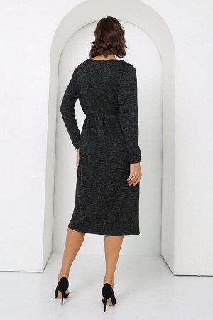 Трикотажное платье с длинным рукавом, цвет меланж чёрный
