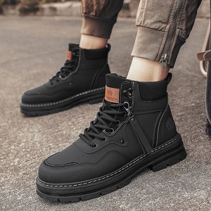 Мужские осенне-весенние ботинки на шнуровке, черный