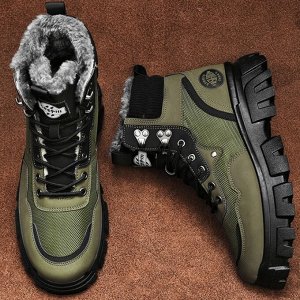 Мужские зимние ботинки на шнуровке, водонепроницаемые, темно-зеленый