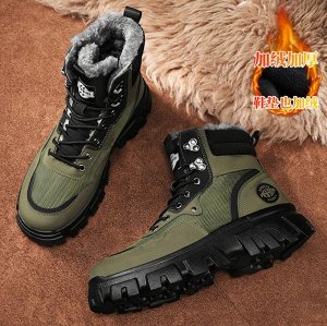 Мужские зимние ботинки на шнуровке, водонепроницаемые, темно-зеленый