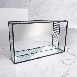 Органайзер для хранения «Ribbed», 1 секция, стеклянный, с зеркальным основанием, 29 ? 17,5 см, цвет прозрачный/чёрный