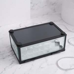Органайзер для хранения «Square», 1 секция, с крышкой, стеклянный, с зеркальным основанием, 14,5 ? 8,5 см, цвет прозрачный/чёрный