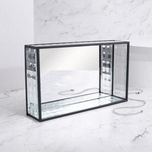 Органайзер для хранения «Square», 1 секция, стеклянный, с зеркальным основанием, 24 ? 14 см, цвет прозрачный/чёрный