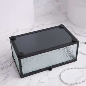 Органайзер для хранения «Wet Glass», 1 секция, с крышкой, стеклянный, с зеркальным основанием, 14,5 ? 8,5 см, цвет прозрачный/чёрный