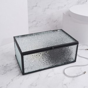 Органайзер для хранения «Wet Glass», 1 секция, с крышкой, стеклянный, с зеркальным основанием, 17 ? 10,5 см, цвет прозрачный/чёрный