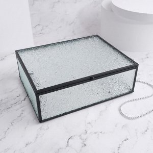 Органайзер для хранения «Wet Glass», 1 секция, с крышкой, стеклянный, с зеркальным основанием, 20 ? 16 см, цвет прозрачный/чёрный