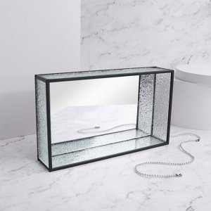 Органайзер для хранения «Wet Glass», 1 секция, стеклянный, с зеркальным основанием, 24 ? 14 см, цвет прозрачный/чёрный