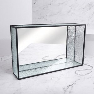 Органайзер для хранения «Wet Glass», 1 секция, стеклянный, с зеркальным основанием, 29 ? 17,5 см, цвет прозрачный/чёрный