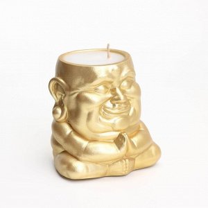 Свеча "Будда" в подсвечнике из гипса,8х8х8,5см, золото