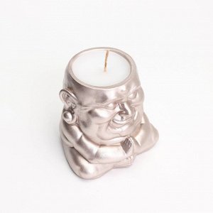 Свеча "Будда" в подсвечнике из гипса,8х8х8,5см, шампань