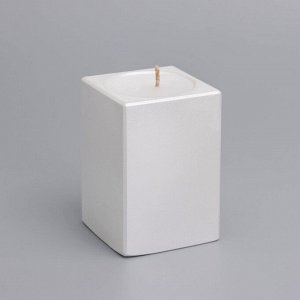 Свеча "Квадрат" в подсвечнике из гипса, 5х8см,белый перламутр