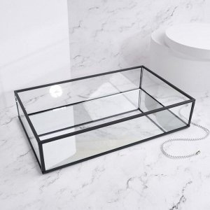 Органайзер для хранения, 1 секция, стеклянный, с зеркальным основанием, 29 ? 17,5 см, цвет прозрачный/чёрный