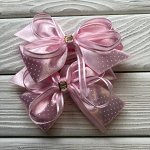 Резинка нежно розовый+белый горох