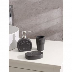 Набор аксессуаров для ванной комнаты Доляна «Легенда», 3 предмета (дозатор 370 мл, мыльница, стакан), цвет серый