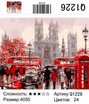 РН Q1226 "Лондон в красно-серых тонах", 40х50 см