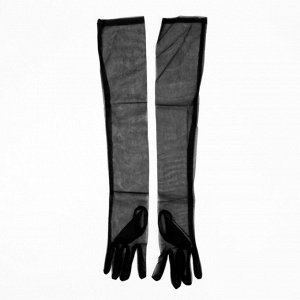 Карнавальные перчатки, цвет черный, прозрачные, длинные