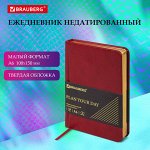 Ежедневник недатированный МАЛЫЙ ФОРМАТ 100x150 мм А6 BRAUBERG &quot;Iguana&quot;, под кожу, 160 л., красный, 114468
