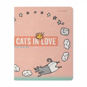 Тетрадь А5 48 л. BRUNO VISCONTI, скоба, клетка, матовая ламинация, "CATS IN LOVE" (5 видов), 7-48-1230