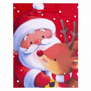 Пакет подарочный НАБОР 4 штуки, новогодний, 18х10х23 см, "Christmas Animals", ЗОЛОТАЯ СКАЗКА, 591956