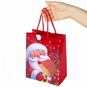 Пакет подарочный НАБОР 4 штуки, новогодний, 18х10х23 см, "Christmas Animals", ЗОЛОТАЯ СКАЗКА, 591956