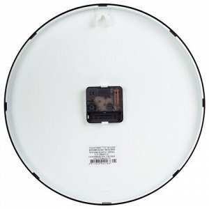 Часы настенные TROYKATIME (TROYKA) 77770732, круг, белые, черная рамка, 30,5х30,5х5 см