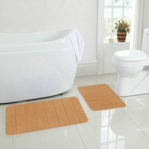 Комплект ковриков MEMORY EFFECT для ванной 50х80 см и туалета 40х60 см бежевый LAIMA HOME, 608447