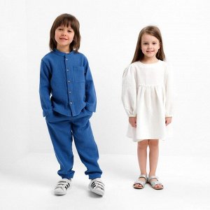 Платье детское с длинным рукавом KAFTAN «Муслин» 34 (122-128 см), белое