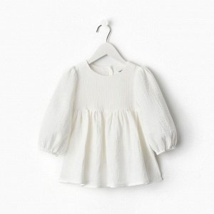 Платье детское с длинным рукавом KAFTAN "Муслин" 28 (86 -92 см) цвет белый