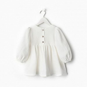 Платье детское с длинным рукавом KAFTAN «Муслин» 34 (122-128 см), белое