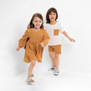 Платье детское с длинным рукавом KAFTAN «Муслин» 28 (86 -92 см), горчичное